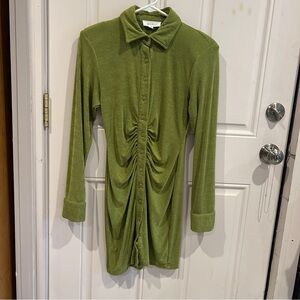 Green Ruched Mini Dress